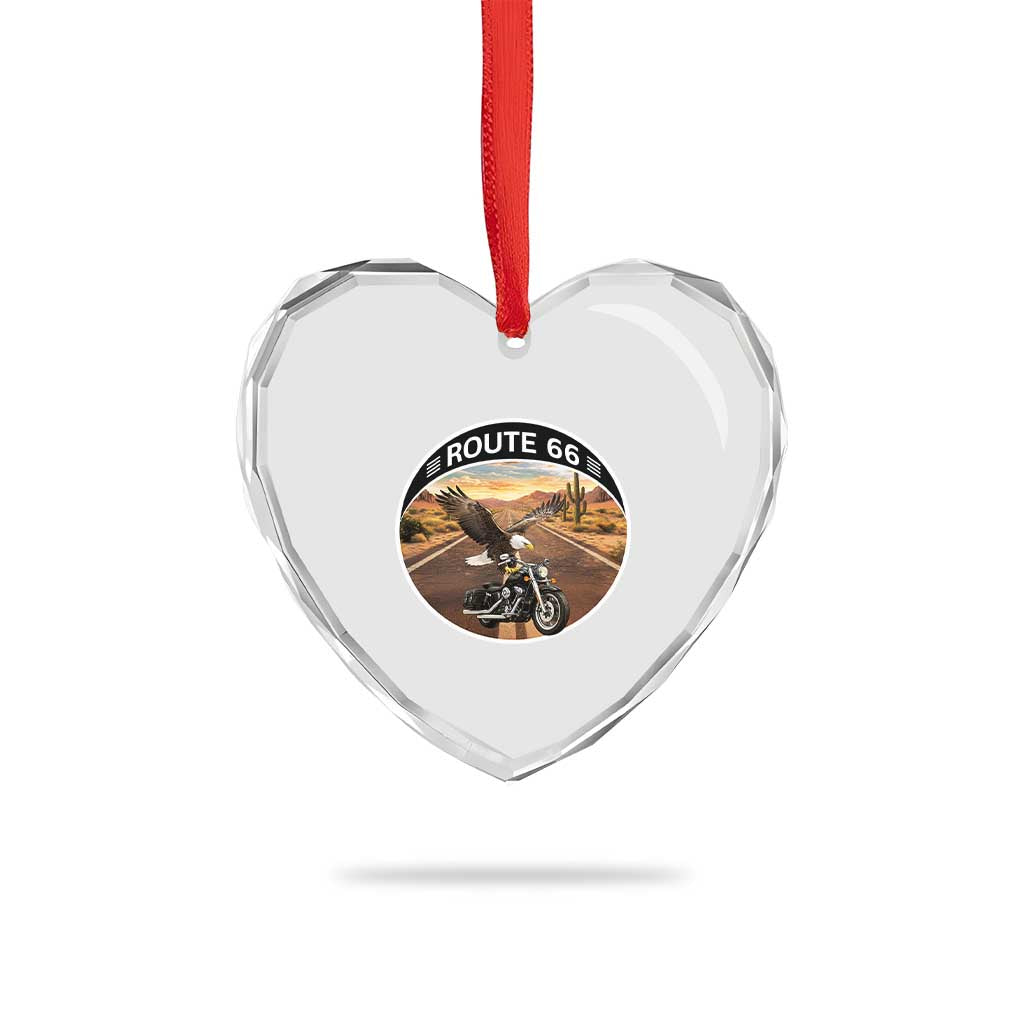 Route Highway 66 Motorcycle Eagle Heart Crystal Glass Ornament Americana Adventure TS12 Print Your Wear