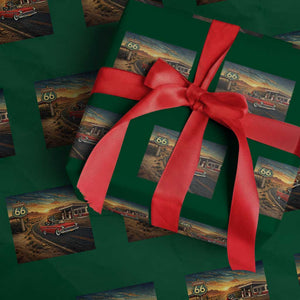 Route Highway 66 Raccoon Wrapping Paper Roll Americana Road Trip TS12 Green Print Your Wear