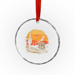 Route Highway 66 Roadrunner Desert Sunset Arizona Crystal Glass Ornament Cactus Landscape Texas Nevada Southwest Bird Lover