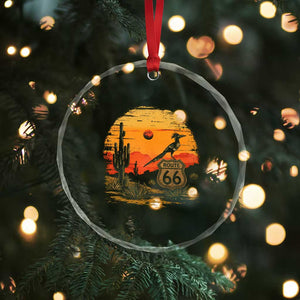 Route Highway 66 Roadrunner Desert Sunset Arizona Crystal Glass Ornament Cactus Landscape Texas Nevada Southwest Bird Lover