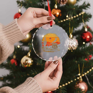 Route Highway 66 Roadrunner Desert Sunset Arizona Crystal Glass Ornament Cactus Landscape Texas Nevada Southwest Bird Lover