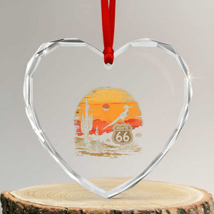 Route Highway 66 Roadrunner Desert Sunset Arizona Heart Crystal Glass Ornament Cactus Landscape Texas Nevada Southwest Bird Lover