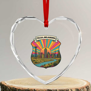 Route Highway 66 Tulsa Oklahoma Heart Crystal Glass Ornament Mother Road Travel Gift TS12 Transparent Glass 3'' Heart Print Your Wear
