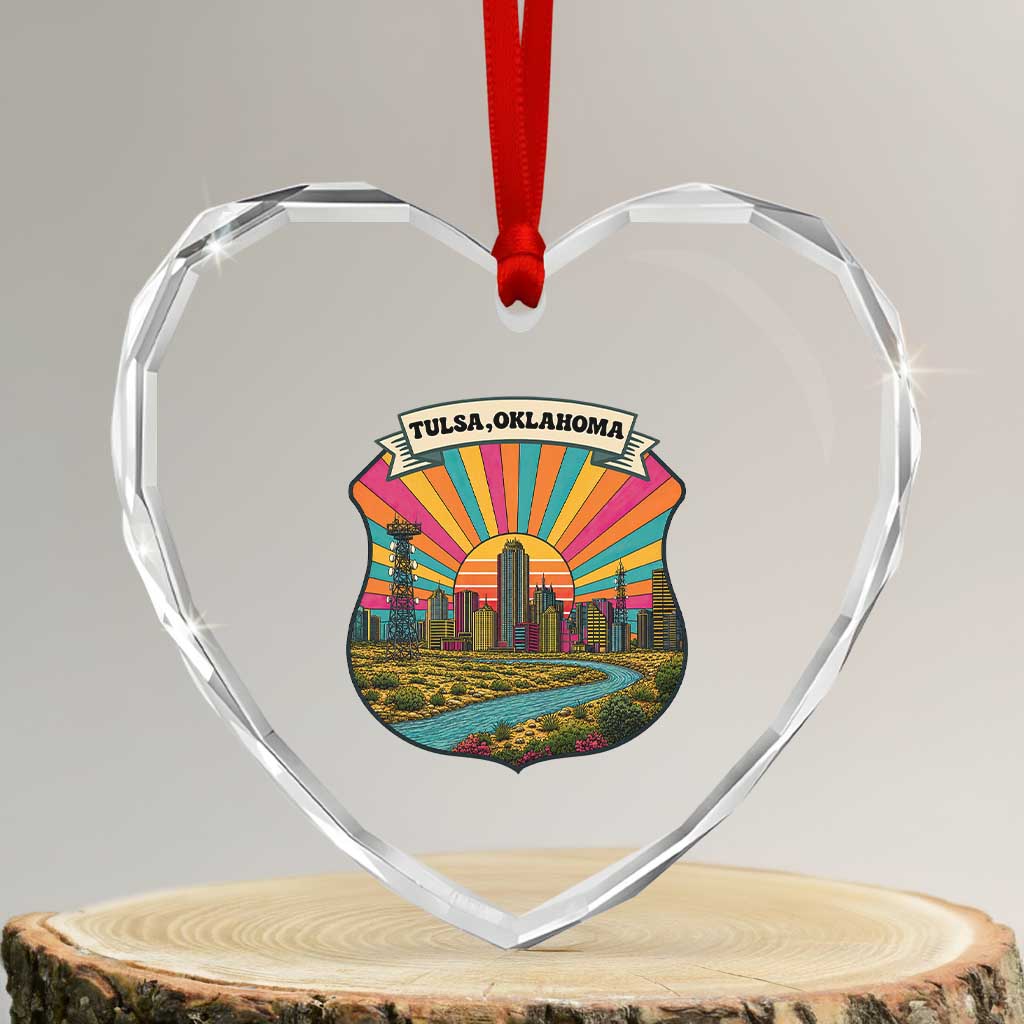 Route Highway 66 Tulsa Oklahoma Heart Crystal Glass Ornament Mother Road Travel Gift TS12 Transparent Glass 3'' Heart Print Your Wear