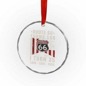 Route Highway 66 Turns 100 I Turn 35 Crystal Glass Ornament Vintage 1991 Born American Road Sign 35th Birthday Gift