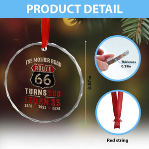 Route Highway 66 Turns 100 I Turn 35 Crystal Glass Ornament Vintage 1991 Road Sign 35th Birthday Gift
