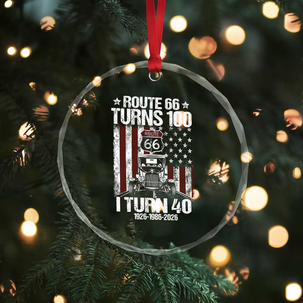 Route Highway 66 Turns 100 I Turn 40 Crystal Glass Ornament Vintage 1986 America Road Sign America Antique Car Lover 40th Birthday Gift