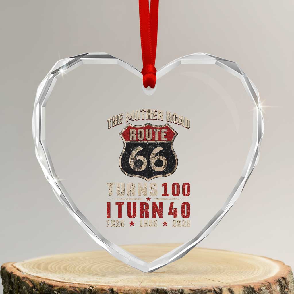 Route Highway 66 Turns 100 I Turn 40 Heart Crystal Glass Ornament Vintage 1986 Road Sign 40th Birthday Gift