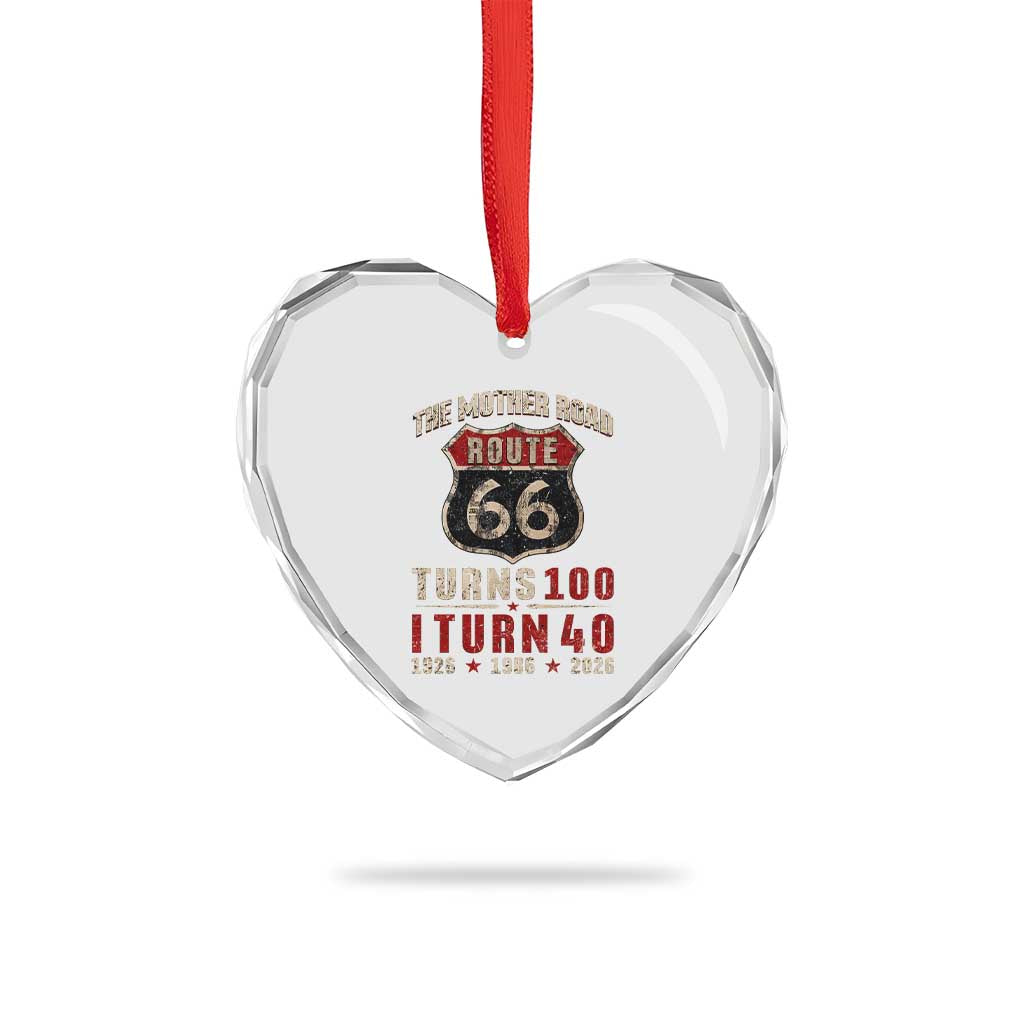 Route Highway 66 Turns 100 I Turn 40 Heart Crystal Glass Ornament Vintage 1986 Road Sign 40th Birthday Gift