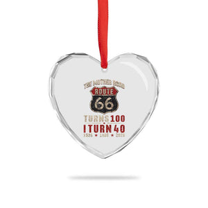 Route Highway 66 Turns 100 I Turn 40 Heart Crystal Glass Ornament Vintage 1986 Road Sign 40th Birthday Gift