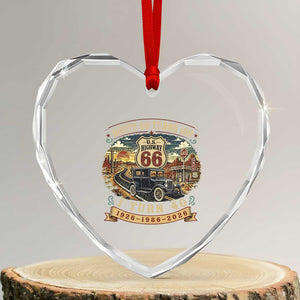 Route Highway 66 Turns 100 I Turn 40 Heart Crystal Glass Ornament Vintage 1986 Road Sign Antique Car Lover 40th Birthday Gift