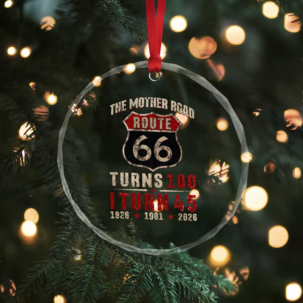 Route Highway 66 Turns 100 I Turn 45 Crystal Glass Ornament Vintage 1981 Road Sign 45th Birthday Gift