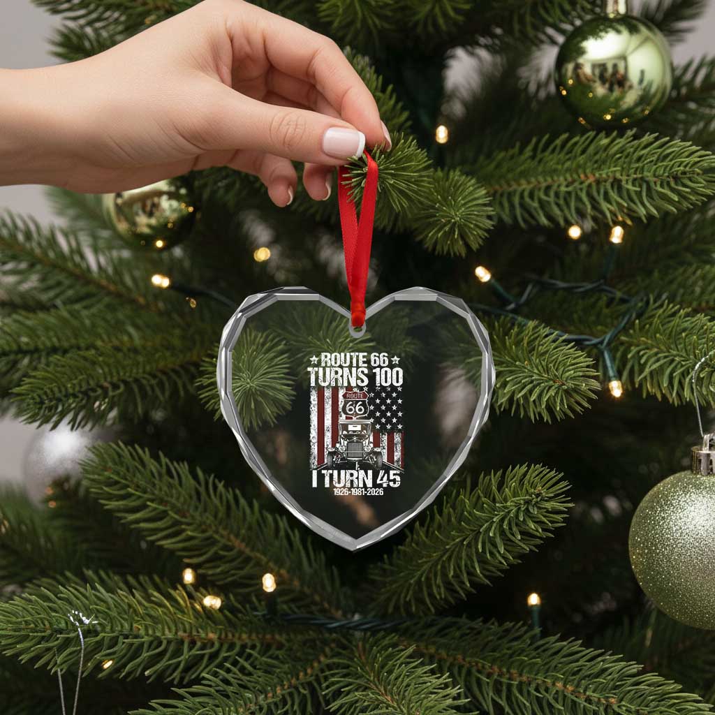 Route Highway 66 Turns 100 I Turn 45 Heart Crystal Glass Ornament Vintage 1981 America Road Sign America Antique Car Lover 45th Birthday Gift