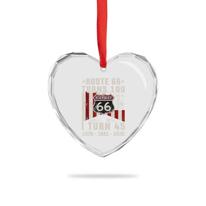 Route Highway 66 Turns 100 I Turn 45 Heart Crystal Glass Ornament Vintage 1981 Born American Road Sign 45th Birthday Gift