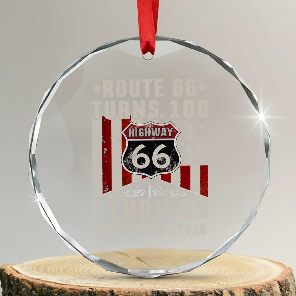 Route Highway 66 Turns 100 I Turn 55 Crystal Glass Ornament Vintage 1971 Born American Road Sign 55th Birthday Gift