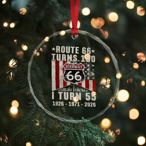 Route Highway 66 Turns 100 I Turn 55 Crystal Glass Ornament Vintage 1971 Born American Road Sign 55th Birthday Gift