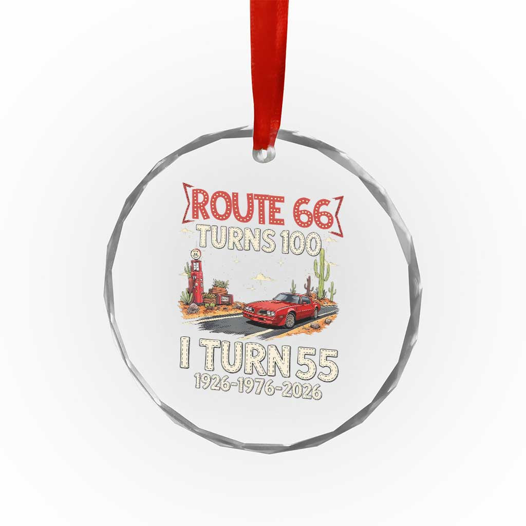 Route Highway 66 Turns 100 I Turn 55 Crystal Glass Ornament Vintage 1971 Road Sign Classic Muscle Car Lover 55th Birthday Gift