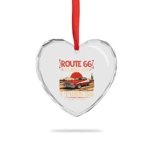Route Highway 66 Turns 100 I Turn 55 Heart Crystal Glass Ornament Vintage 1971 Road Sign 55th Birthday Muscle Car Lover Gift