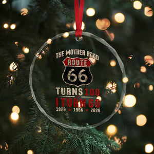 Route Highway 66 Turns 100 I Turn 60 Crystal Glass Ornament Vintage 1966 Road Sign 60th Birthday Gift
