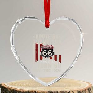 Route Highway 66 Turns 100 I Turn 60 Heart Crystal Glass Ornament Vintage 1966 Born American Road Sign 60th Birthday Gift