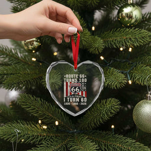 Route Highway 66 Turns 100 I Turn 60 Heart Crystal Glass Ornament Vintage 1966 Born American Road Sign 60th Birthday Gift
