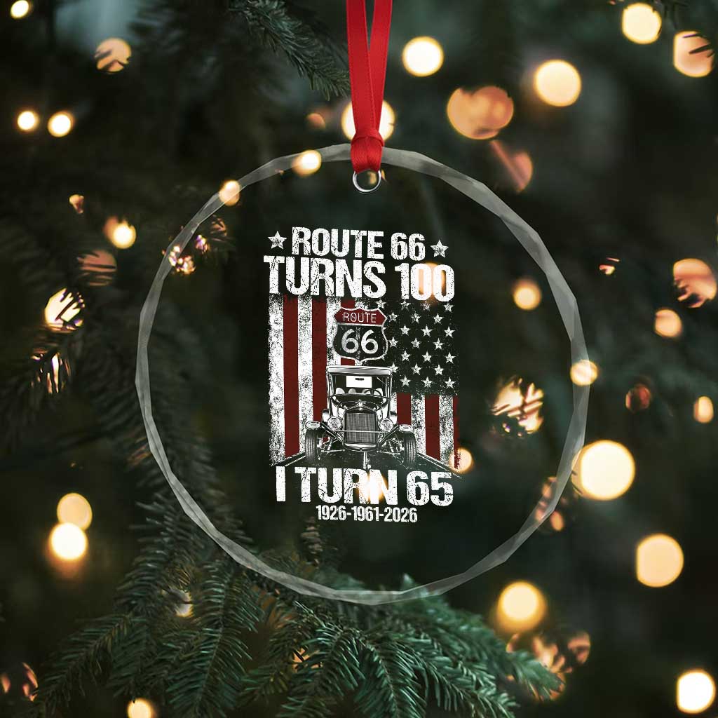 Route Highway 66 Turns 100 I Turn 65 Crystal Glass Ornament Vintage 1961 America Road Sign America Antique Car Lover 65th Birthday Gift