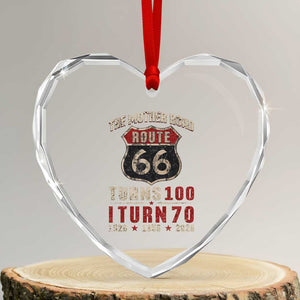 Route Highway 66 Turns 100 I Turn 70 Heart Crystal Glass Ornament Vintage 1956 Road Sign 70th Birthday Gift