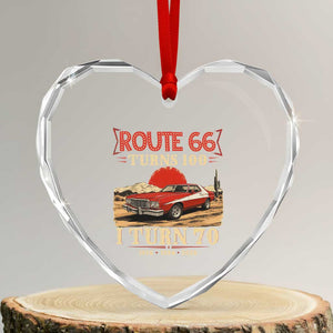 Route Highway 66 Turns 100 I Turn 70 Heart Crystal Glass Ornament Vintage 1956 Road Sign 70th Birthday Muscle Car Lover Gift