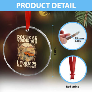 Route Highway 66 Turns 100 I Turn 75 Crystal Glass Ornament Vintage 1951 Road Sign Classic Pickup Truck Lover 75th Birthday Gift