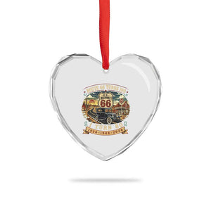 Route Highway 66 Turns 100 I Turn 80 Heart Crystal Glass Ornament Vintage 1946 Road Sign Antique Car Lover 80th Birthday Gift
