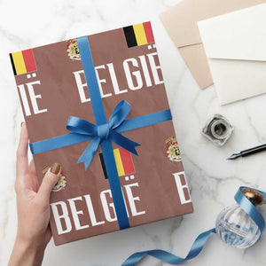 Royal Coat of Arms Belgie Crest Graphic Wrapping Paper Roll Traditional Belgium Belgian Flag and Lion Heritage Pride Gift TS02 Mocha Print Your Wear