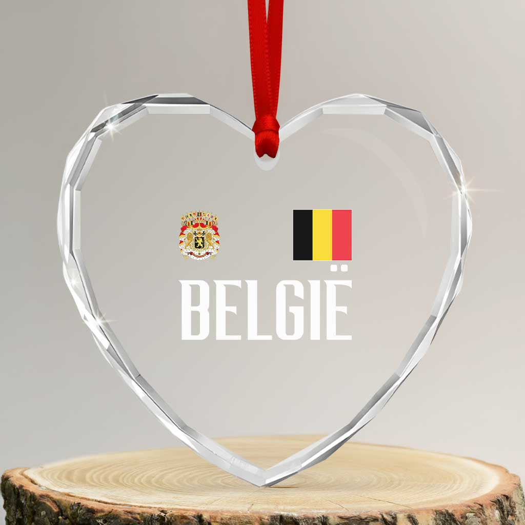 Royal Coat of Arms Belgie Crest Graphic Heart Crystal Glass Ornament Traditional Belgium Belgian Flag and Lion Heritage Pride Gift TS02 Transparent Glass 3'' Heart Print Your Wear