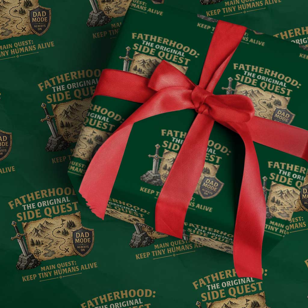RPG Dad Wrapping Paper Roll Fatherhood The Original Side Quest Dad Mode D20 Tabletop Games TS11 Green Print Your Wear