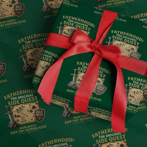 RPG Dad Wrapping Paper Roll Fatherhood The Original Side Quest Dad Mode D20 Tabletop Games TS11 Green Print Your Wear