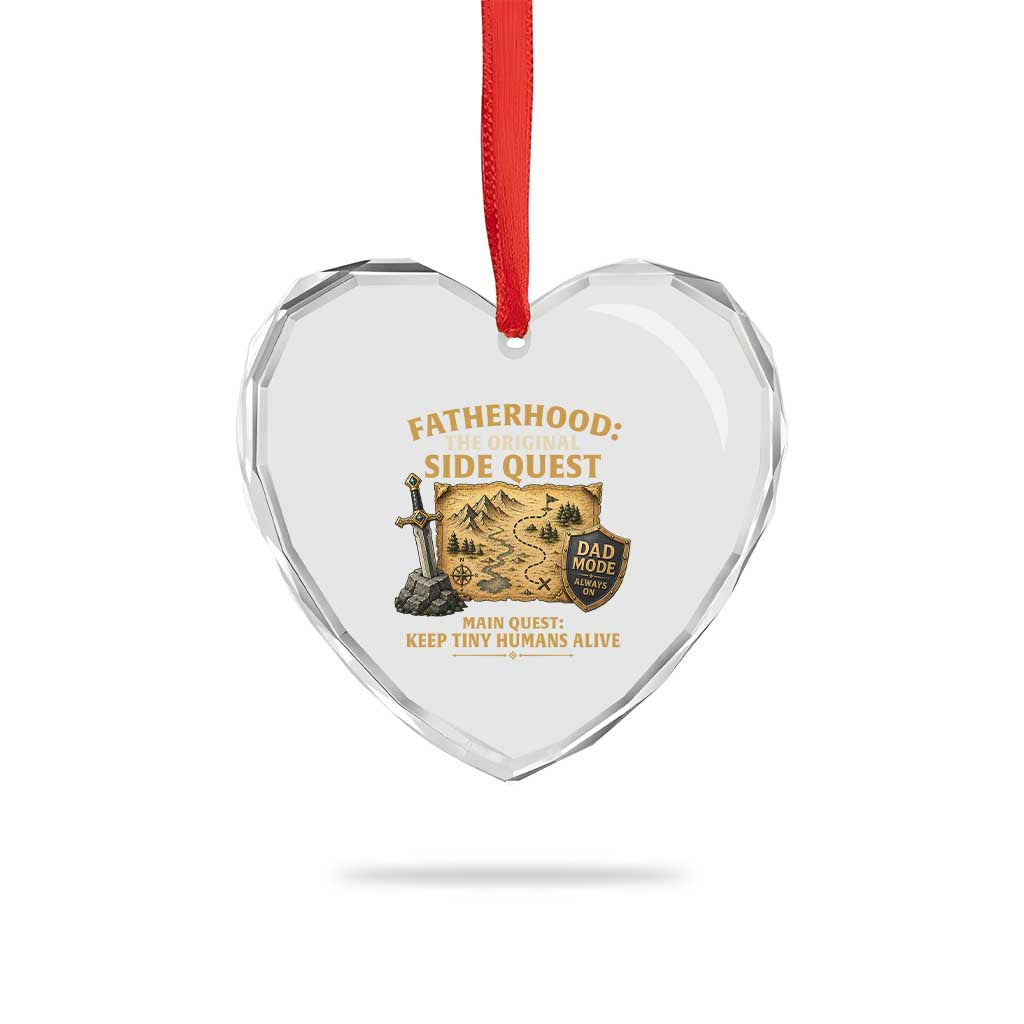RPG Dad Heart Crystal Glass Ornament Fatherhood The Original Side Quest Dad Mode D20 Tabletop Games TS11 Print Your Wear