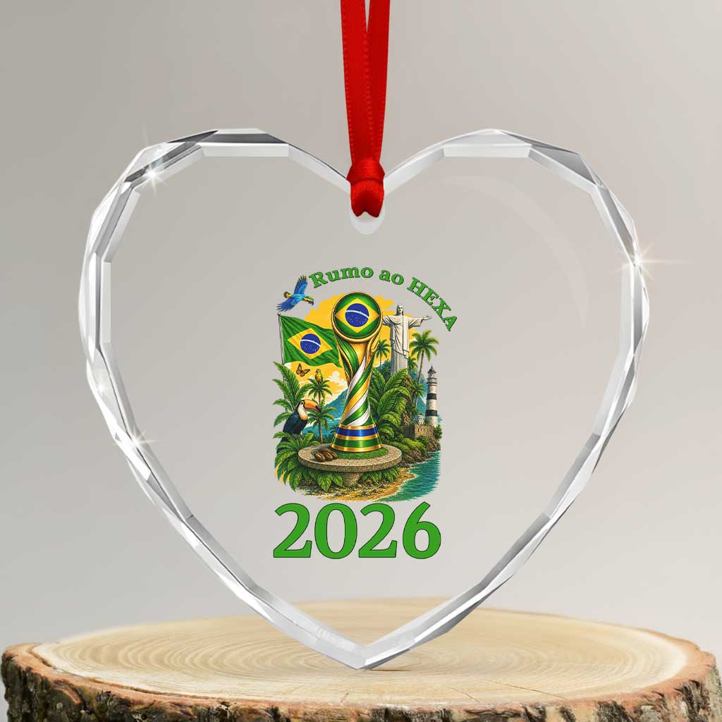 Rumo Ao Hexa Heart Crystal Glass Ornament Brazil Soccer Fan 2026 Graphic TS12 Transparent Glass 3'' Heart Print Your Wear