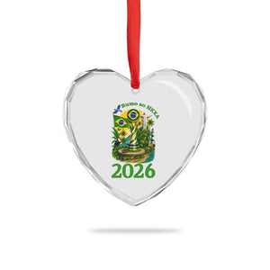 Rumo Ao Hexa Heart Crystal Glass Ornament Brazil Soccer Fan 2026 Graphic