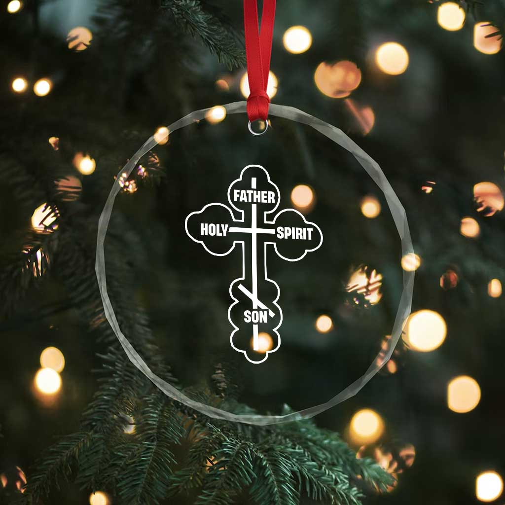 Russian Greek Byzantine Golden Orthodox Cross Father Son Holy Spirit Crystal Glass Ornament TS11 Print Your Wear