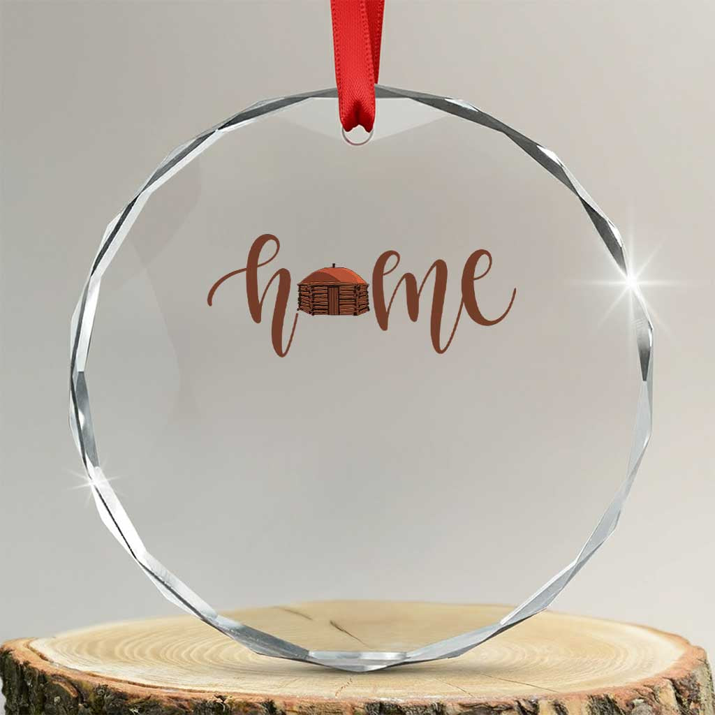 Rustic Hogan Home Typography Crystal Glass Ornament Native American Heritage Pride TS12 Transparent Glass 3'' Circle Print Your Wear
