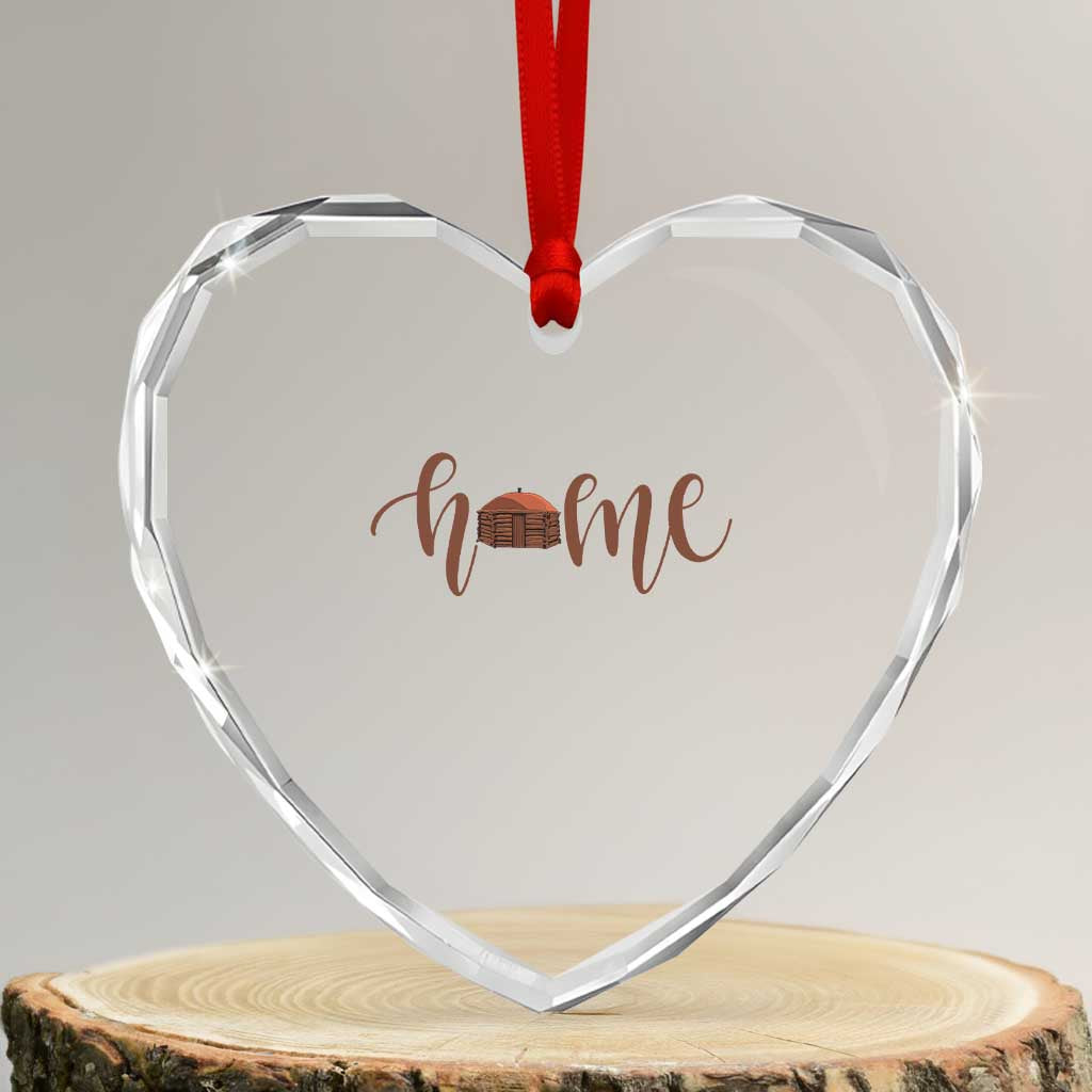 Rustic Hogan Home Typography Heart Crystal Glass Ornament Native American Heritage Pride TS12 Transparent Glass 3'' Heart Print Your Wear