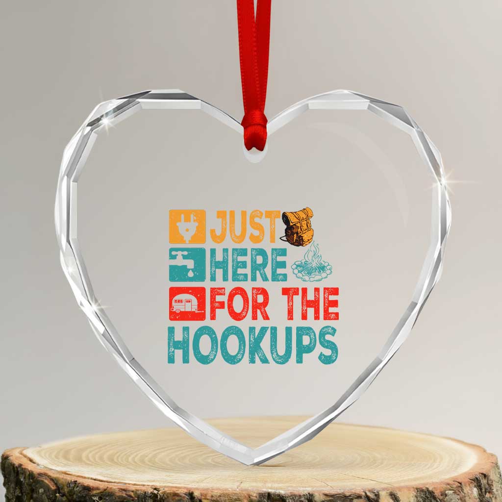 RV Camping Caravan Motorhome Heart Crystal Glass Ornament Just Here For The Hookups TS14 Transparent Glass 3'' Heart Print Your Wear