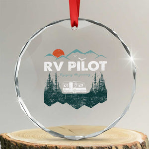 RV Pilot Camping Crystal Glass Ornament Retro Motorhome Travel Vacation Gift TS10 Transparent Glass 3'' Circle Print Your Wear