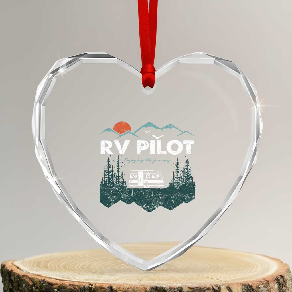 RV Pilot Camping Heart Crystal Glass Ornament Retro Motorhome Travel Vacation Gift TS10 Transparent Glass 3'' Heart Print Your Wear