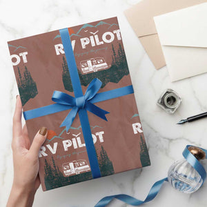 RV Pilot Camping Wrapping Paper Roll Retro Motorhome Travel Vacation Gift TS10 Mocha Print Your Wear