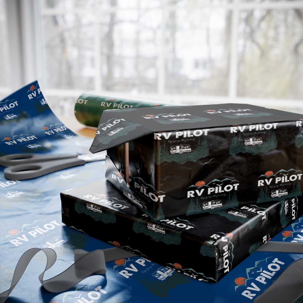 RV Pilot Camping Wrapping Paper Roll Retro Motorhome Travel Vacation Gift TS10 Black Print Your Wear