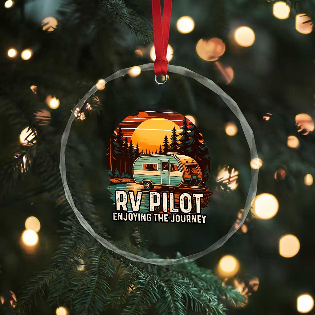 RV Pilot Enjoying The Journey Crystal Glass Ornament Funny Camping Lover TS14 Print Your Wear