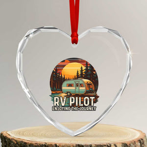 RV Pilot Enjoying The Journey Heart Crystal Glass Ornament Funny Camping Lover TS14 Transparent Glass 3'' Heart Print Your Wear