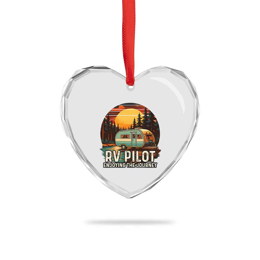 RV Pilot Enjoying The Journey Heart Crystal Glass Ornament Funny Camping Lover TS14 Print Your Wear