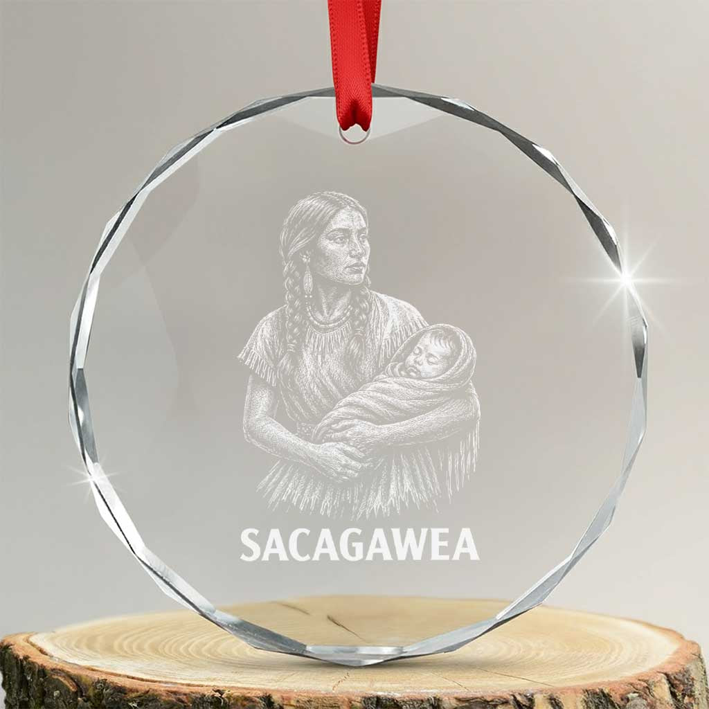 Sacagawea Crystal Glass Ornament Native American Womens History Month Graphic TS12 Transparent Glass 3'' Circle Print Your Wear