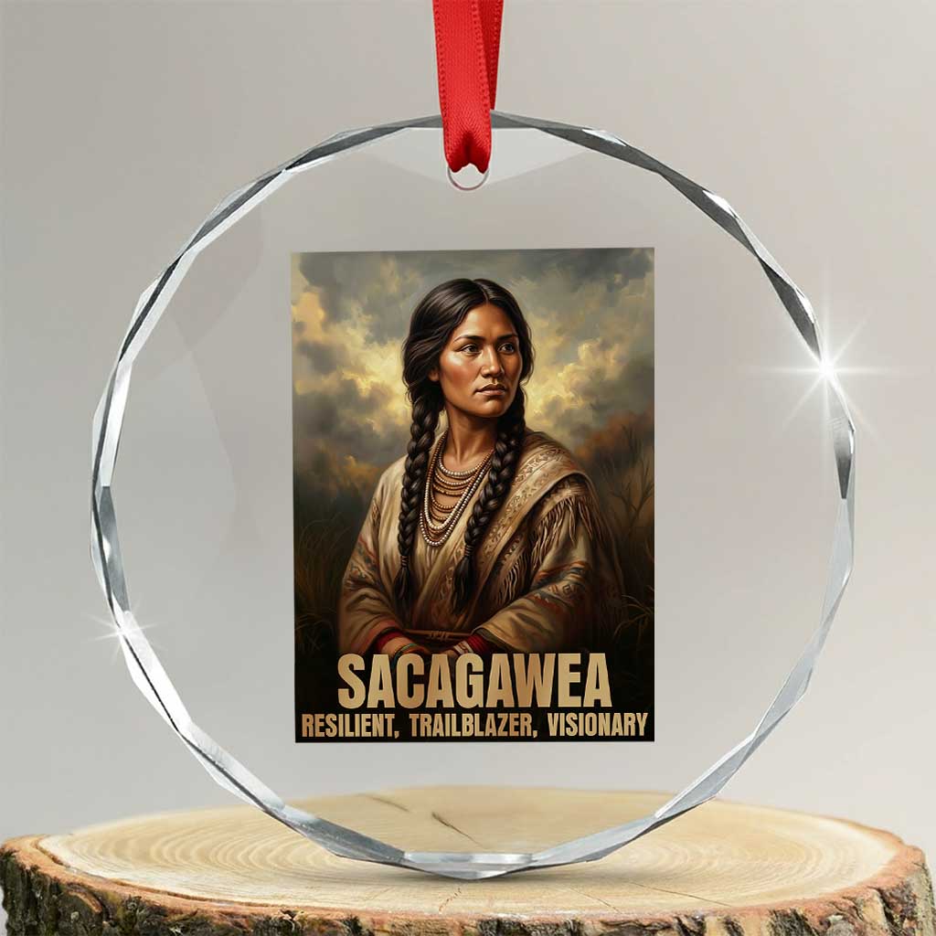 Sacagawea Native American Woman Crystal Glass Ornament Resilient Trailblazer Visionary TS12 Transparent Glass 3'' Circle Print Your Wear
